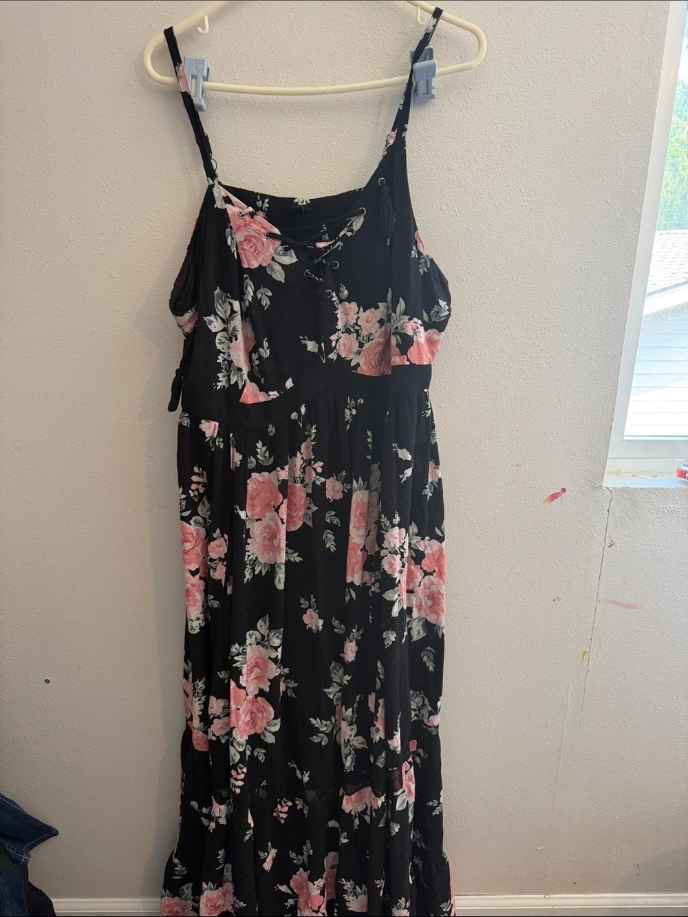 torrid Black Maxi Dress with Pink Floral Print